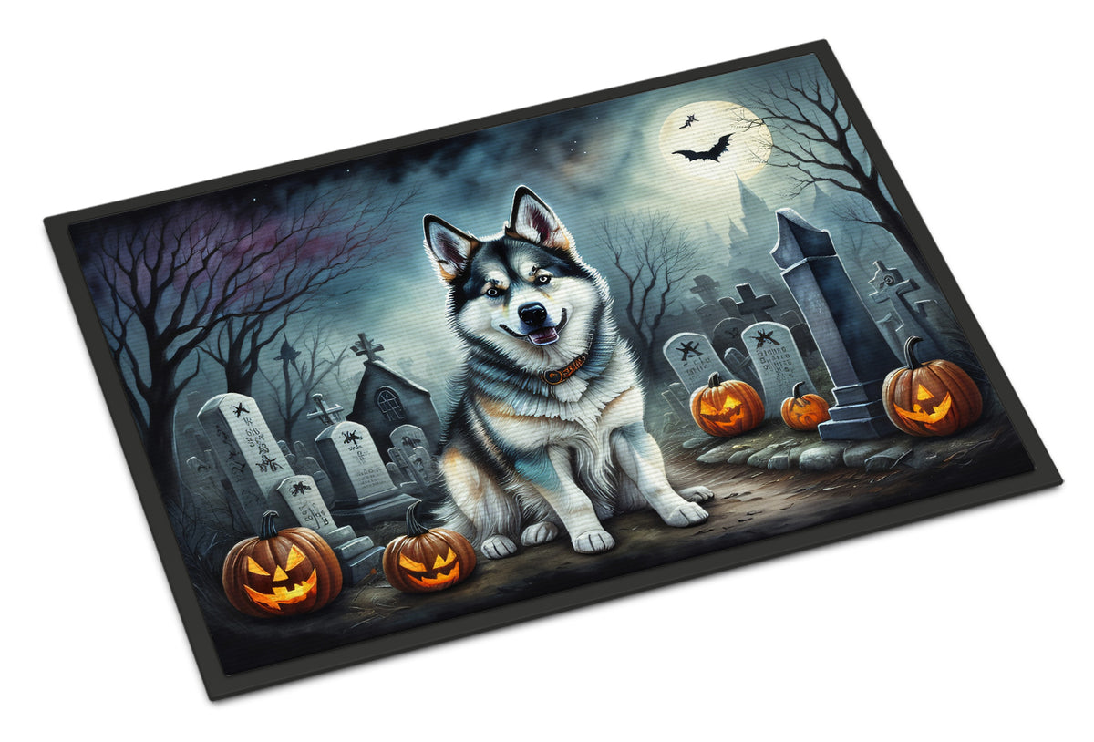 Caroline's Treasures DAC2006JMAT Alaskan Malamute Spooky Halloween Indoor or Outdoor Mat 24x36 Front Door Mat Indoor Outdoor Rugs for Entryway, Non Slip Washable Low Pile, 24H X 36W