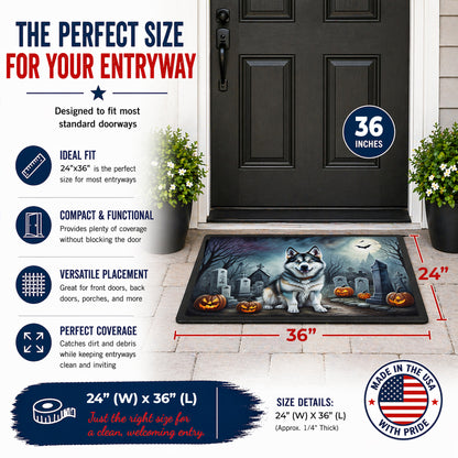 Caroline's Treasures DAC2006JMAT Alaskan Malamute Spooky Halloween Indoor or Outdoor Mat 24x36 Front Door Mat Indoor Outdoor Rugs for Entryway, Non Slip Washable Low Pile, 24H X 36W