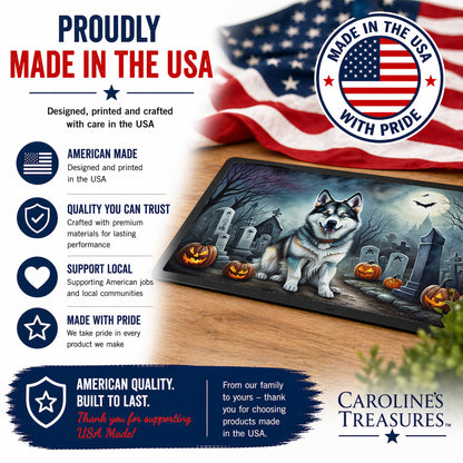 Caroline's Treasures DAC2006JMAT Alaskan Malamute Spooky Halloween Indoor or Outdoor Mat 24x36 Front Door Mat Indoor Outdoor Rugs for Entryway, Non Slip Washable Low Pile, 24H X 36W