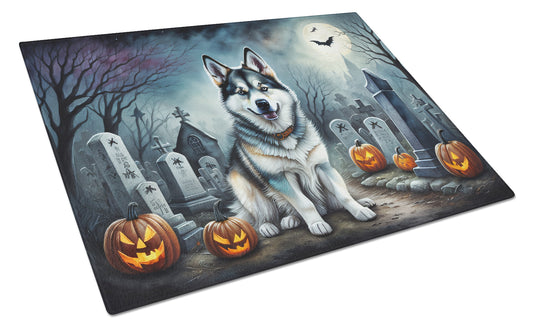 Caroline's Treasures DAC2006LCB Alaskan Malamute Spooky Halloween Glass Cutting Board Large Decorative Tempered Glass Kitchen Cutting and Serving Board Large Size Chopping Board