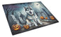 Caroline's Treasures DAC2006LCB Alaskan Malamute Spooky Halloween Glass Cutting Board Large Decorative Tempered Glass Kitchen Cutting and Serving Board Large Size Chopping Board
