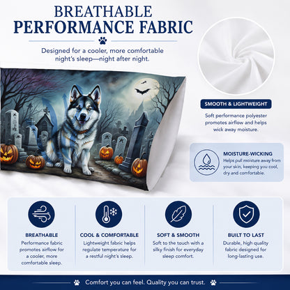 Caroline's Treasures DAC2006PILLOWCASE Alaskan Malamute Spooky Halloween Fabric Standard Pillowcase Lightweight Super Soft Easy Care Decorative Artwork Pillowcase, Standard