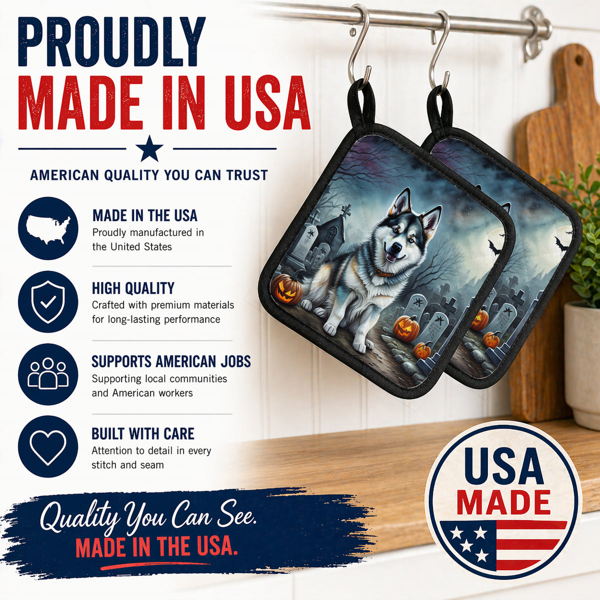 Caroline's Treasures Alaskan Malamute Dogs Set of 2 Kitchen Pot Holders