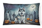 Caroline's Treasures DAC2006PW1216 Alaskan Malamute Spooky Halloween Fabric Decorative Pillow Machine Washable, Indoor Outdoor Decorative Pillow for Couch, Bed or Patio, 12HX16W