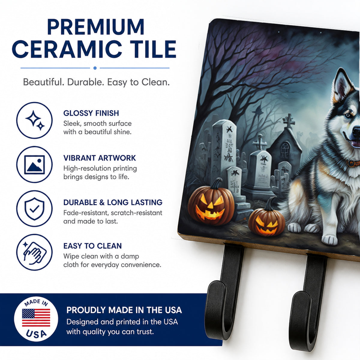 Caroline's Treasures Alaskan Malamute Dogs Ceramic Triple Wall Hook