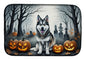 Caroline's Treasures DAC2007DDM Alaskan Malamute Spooky Halloween Dish Drying Mat Absorbent Dish Drying Mat Pad for Kitchen Counter Dish Drainer Mat for Countertop, 14 x 21, Multicolor