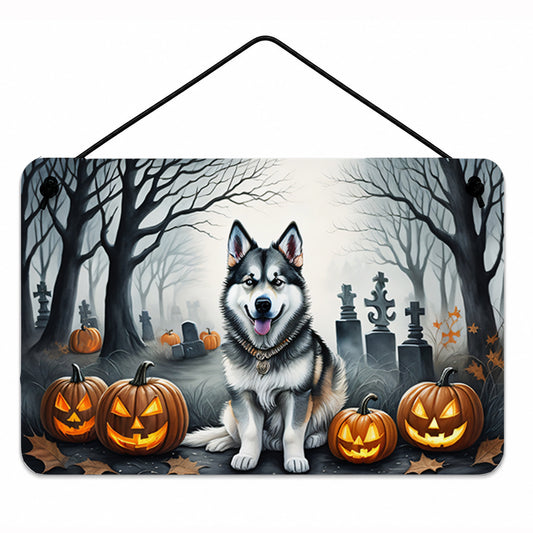Caroline's Treasures DAC2007DS812 Alaskan Malamute Spooky Halloween Wall or Door Hanging Prints Aluminum Metal Sign Kitchen Wall Bar Bathroom Plaque Home Decor, 8x12, Multicolor