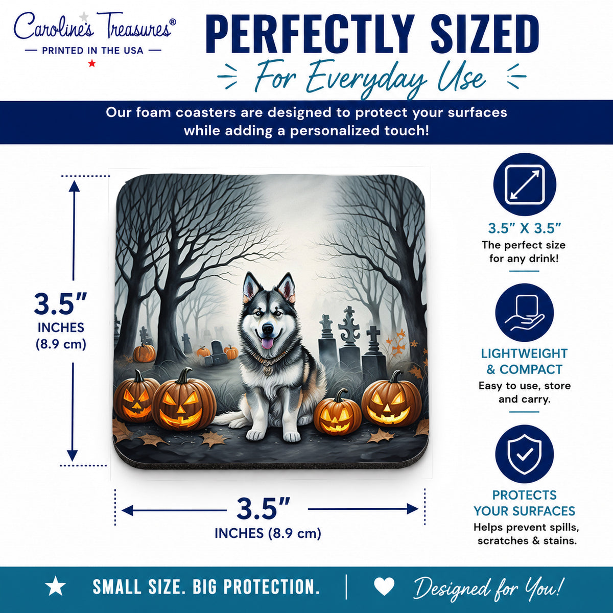 Caroline's Treasures Alaskan Malamute Dogs Foam Drink Coasters Set of 4