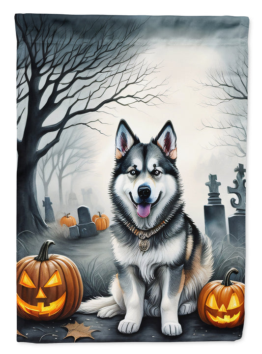 Caroline's Treasures DAC2007GF Alaskan Malamute Spooky Halloween Garden Flag Mailbox Flag Decorative Yard Flag Banner Outside Patio Artwork Yard Flower Beds, Garden Size, Multicolor