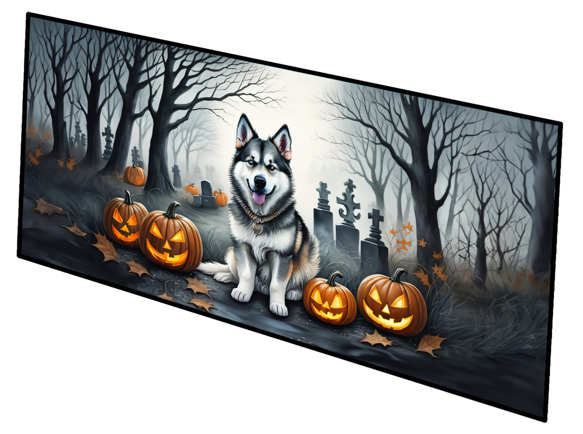 Caroline's Treasures Alaskan Malamute Spooky Halloween Runner Mat 28x58 Front Door Mat Indoor Outdoor Rugs for Entryway Hallway Foyer Non Slip Washable Wide Doormat