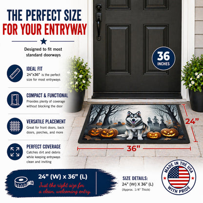 Caroline's Treasures DAC2007JMAT Alaskan Malamute Spooky Halloween Indoor or Outdoor Mat 24x36 Front Door Mat Indoor Outdoor Rugs for Entryway, Non Slip Washable Low Pile, 24H X 36W