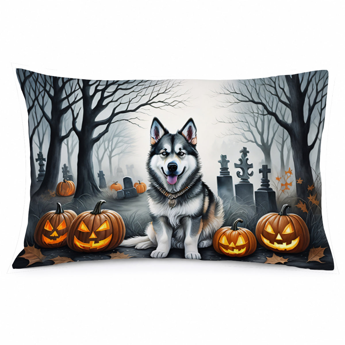 Caroline's Treasures DAC2007PILLOWCASE Alaskan Malamute Spooky Halloween Fabric Standard Pillowcase Lightweight Super Soft Easy Care Decorative Artwork Pillowcase, Standard