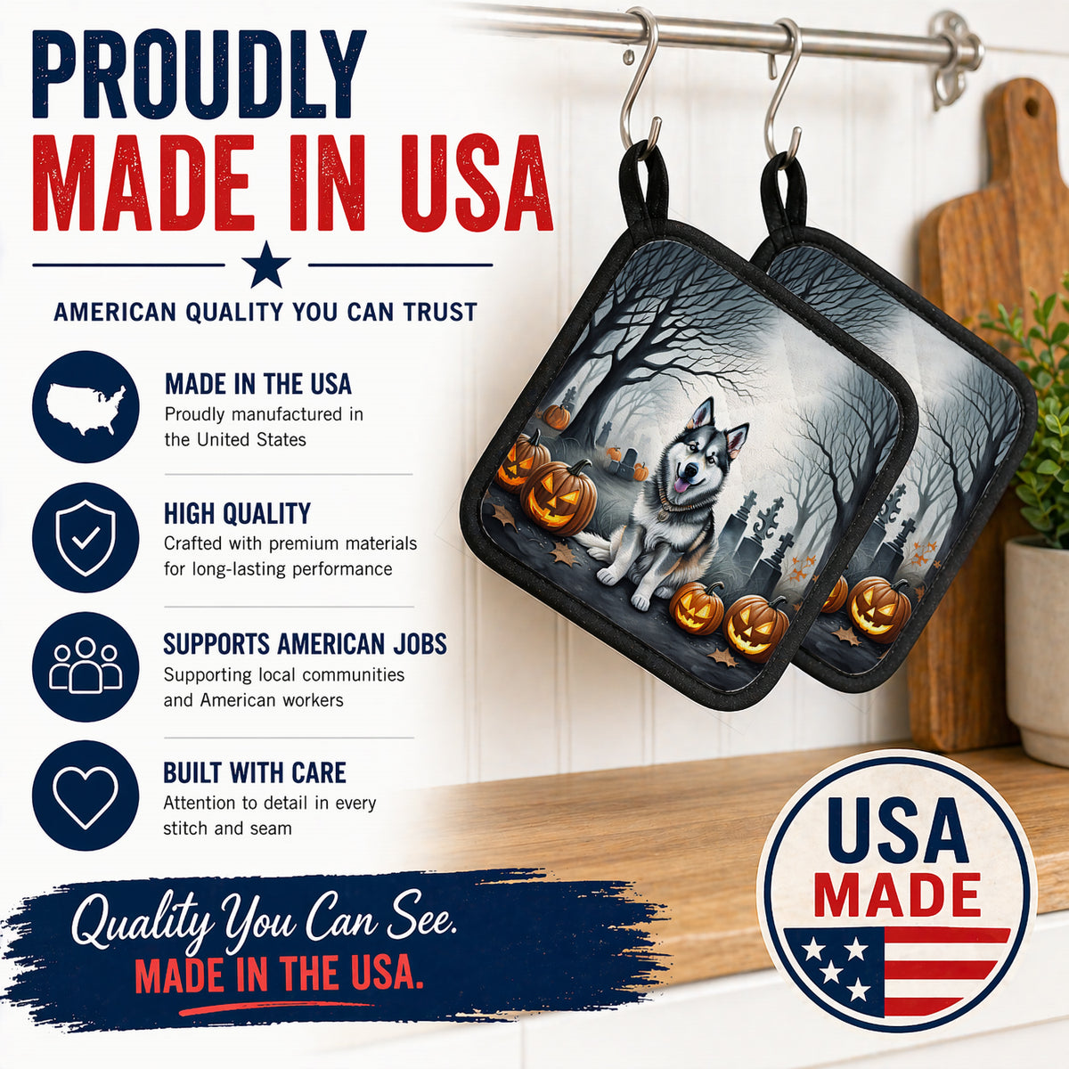 Caroline's Treasures Alaskan Malamute Dogs Set of 2 Kitchen Pot Holders