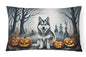 Caroline's Treasures DAC2007PW1216 Alaskan Malamute Spooky Halloween Fabric Decorative Pillow Machine Washable, Indoor Outdoor Decorative Pillow for Couch, Bed or Patio, 12HX16W