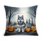 Caroline's Treasures DAC2007PW1818 Alaskan Malamute Spooky Halloween Fabric Decorative Pillow Machine Washable, Indoor Outdoor Decorative Pillow for Couch, Bed or Patio, 18Hx18W
