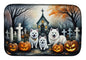 Caroline's Treasures DAC2008DDM American Eskimo Spooky Halloween Dish Drying Mat Absorbent Dish Drying Mat Pad for Kitchen Counter Dish Drainer Mat for Countertop, 14 x 21, Multicolor