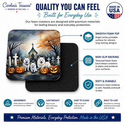 Caroline's Treasures American Eskimo Dogs Foam Drink Coasters Set of 4