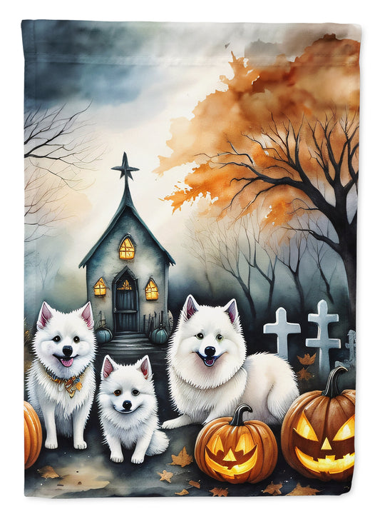 Caroline's Treasures DAC2008GF American Eskimo Spooky Halloween Garden Flag Mailbox Flag Decorative Yard Flag Banner Outside Patio Artwork Yard Flower Beds, Garden Size, Multicolor