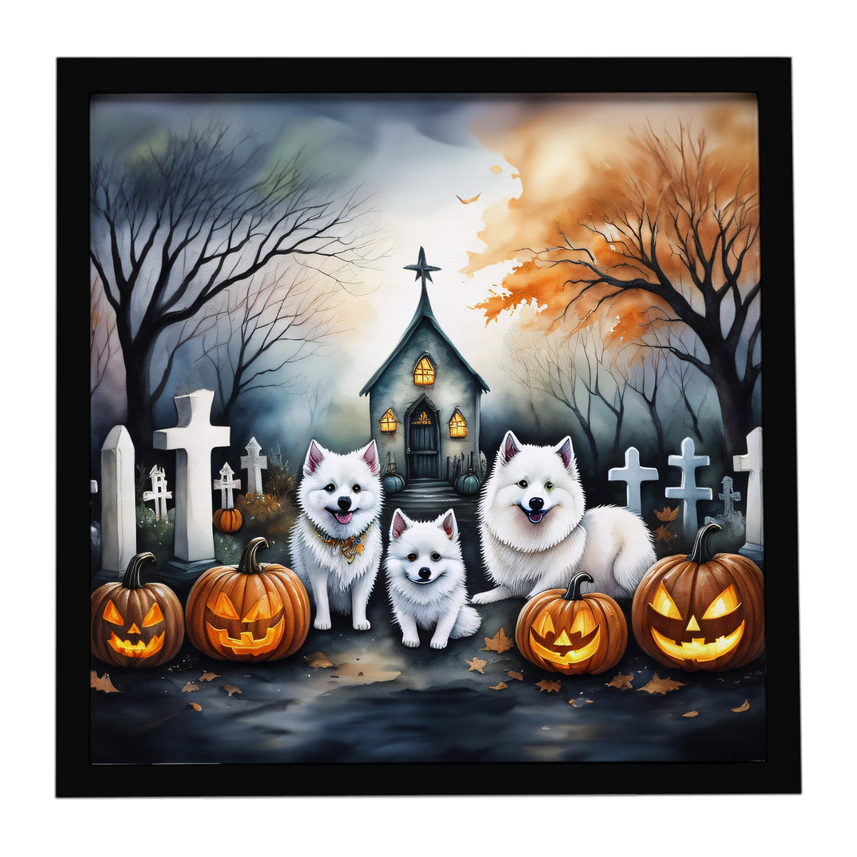 Caroline's Treasures American Eskimo Dogs Framed Metal Wall Art 8 x 8 Inch