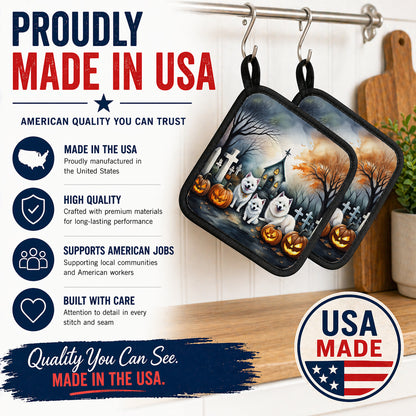 Caroline's Treasures American Eskimo Dogs Set of 2 Kitchen Pot Holders