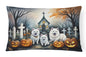 Caroline's Treasures DAC2008PW1216 American Eskimo Spooky Halloween Fabric Decorative Pillow Machine Washable, Indoor Outdoor Decorative Pillow for Couch, Bed or Patio, 12HX16W