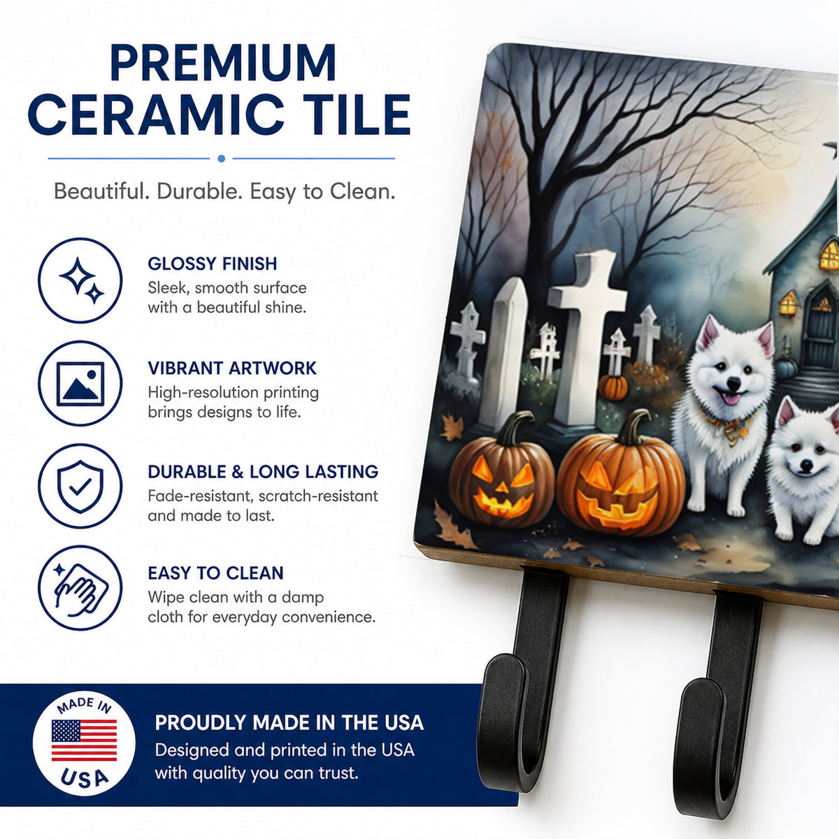 Caroline's Treasures American Eskimo Dogs Ceramic Triple Wall Hook