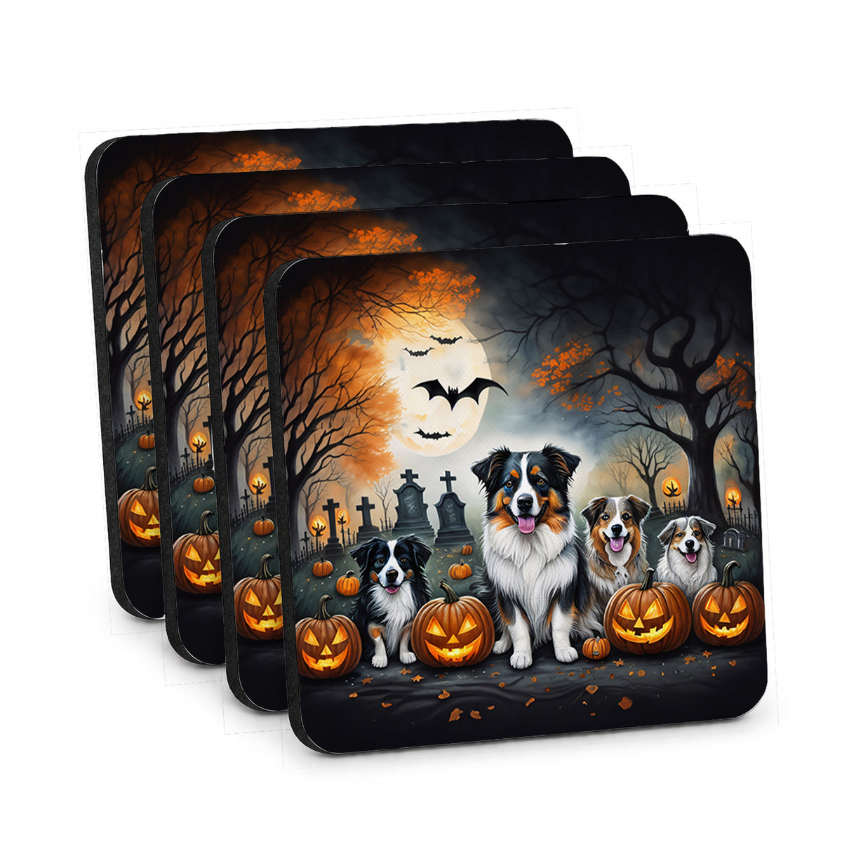 Caroline's Treasures Australian Shepherd Dogs Foam Drink Coasters Set of 4