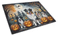 Caroline's Treasures DAC2009LCB Australian Shepherd Spooky Halloween Glass Cutting Board Large Decorative Tempered Glass Kitchen Cutting and Serving Board Large Size Chopping Board