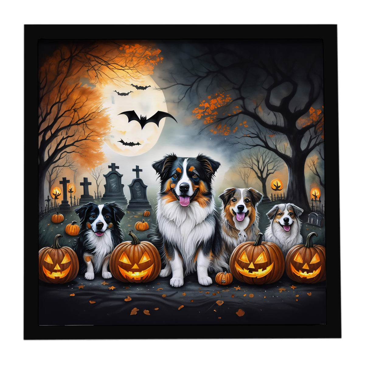Caroline's Treasures Australian Shepherd Dogs Framed Metal Wall Art 8x8 In