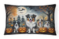 Caroline's Treasures DAC2009PW1216 Australian Shepherd Spooky Halloween Fabric Decorative Pillow Machine Washable, Indoor Outdoor Decorative Pillow for Couch, Bed or Patio, 12HX16W