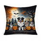 Caroline's Treasures DAC2009PW1414 Australian Shepherd Spooky Halloween Fabric Decorative Pillow Machine Washable, Indoor Outdoor Decorative Pillow for Couch, Bed or Patio, 14Hx14W