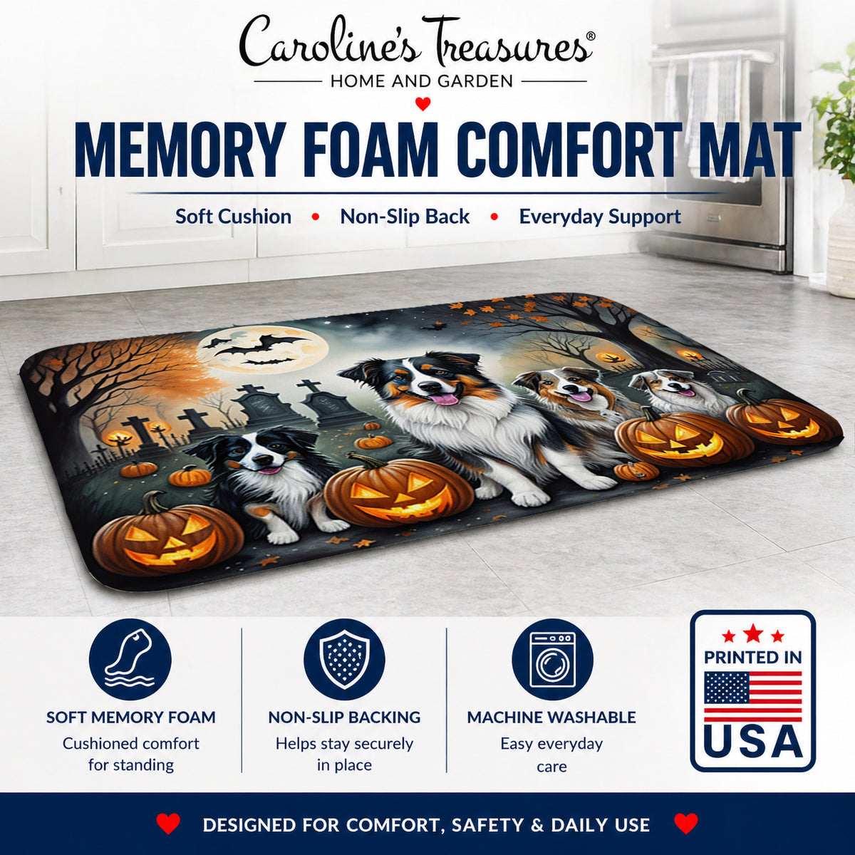 Caroline's Treasures Australian Shepherd Dogs Memory Foam Mat 19x27