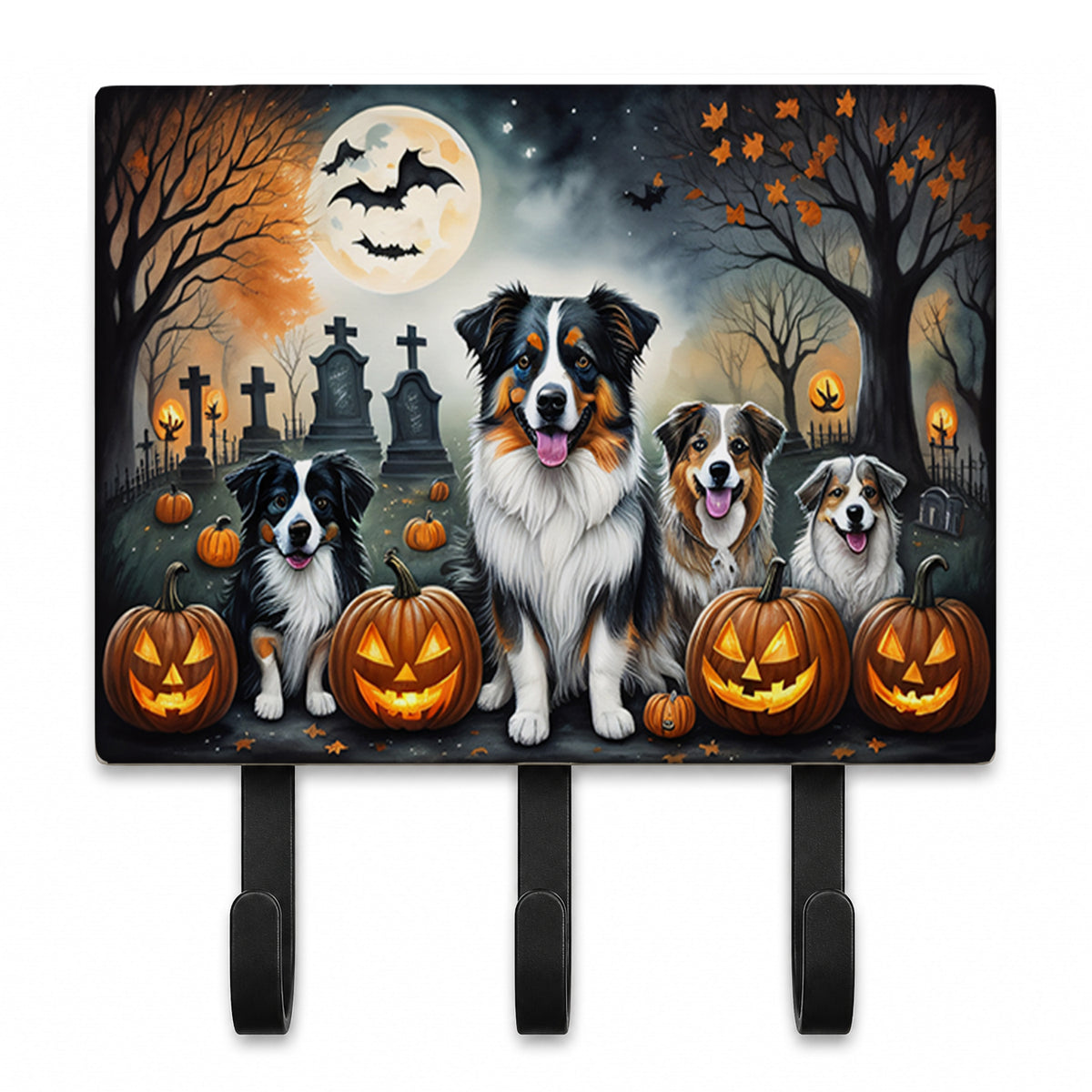 Caroline's Treasures Australian Shepherd Dogs Ceramic Triple Wall Hook