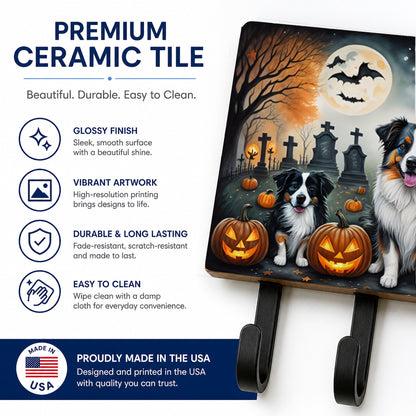 Caroline's Treasures Australian Shepherd Dogs Ceramic Triple Wall Hook