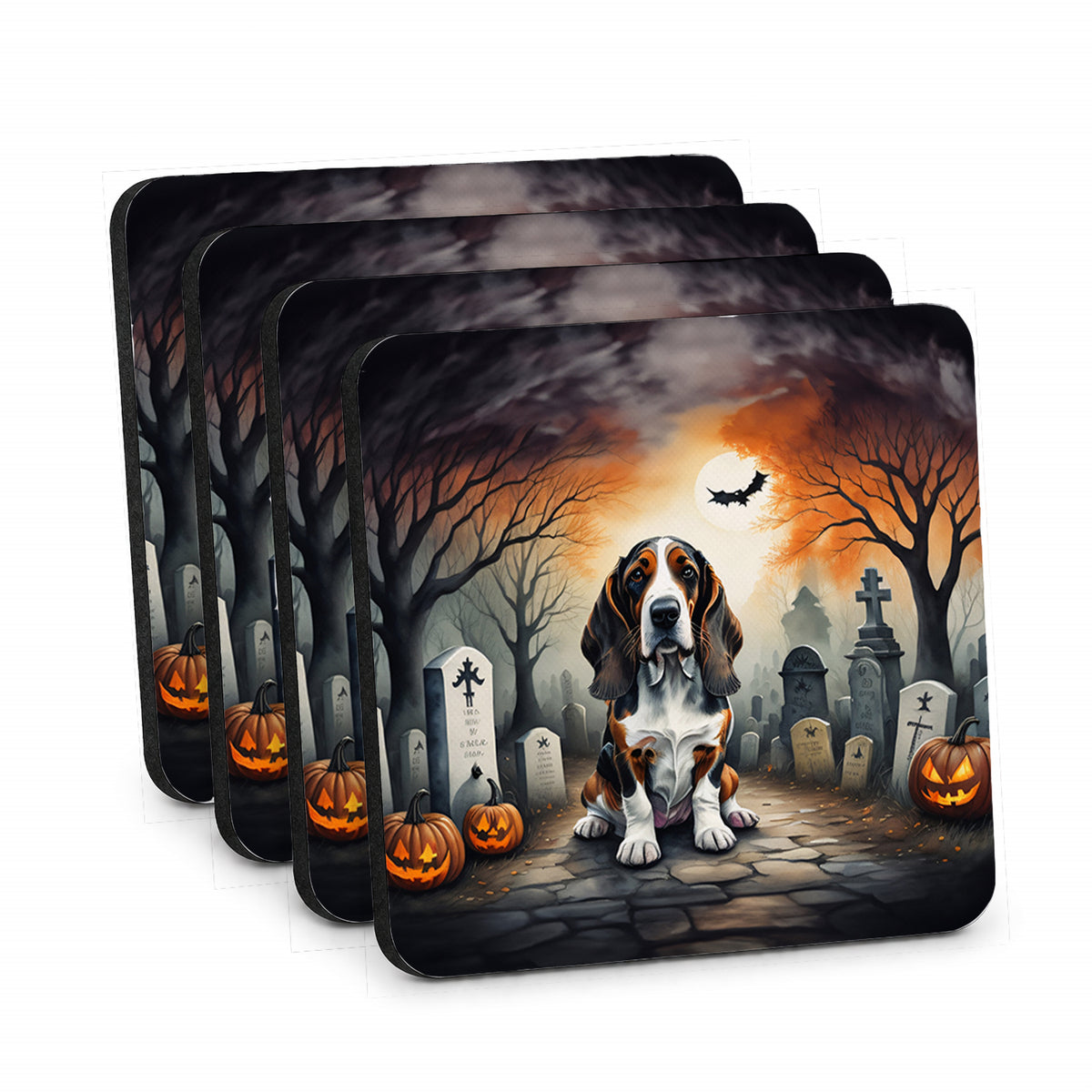 Caroline's Treasures Basset Hound Dogs Foam Drink Coasters Set of 4