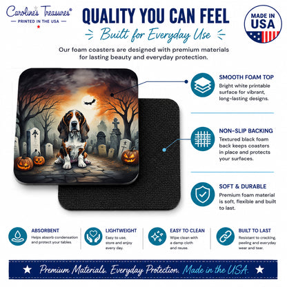 Caroline's Treasures Basset Hound Dogs Foam Drink Coasters Set of 4