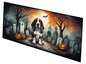 Caroline's Treasures Basset Hound Spooky Halloween Runner Mat 28x58 Front Door Mat Indoor Outdoor Rugs for Entryway Hallway Foyer Non Slip Washable Wide Doormat