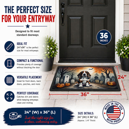 Caroline's Treasures DAC2010JMAT Basset Hound Spooky Halloween Indoor or Outdoor Mat 24x36 Front Door Mat Indoor Outdoor Rugs for Entryway, Non Slip Washable Low Pile, 24H X 36W