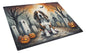 Caroline's Treasures DAC2010LCB Basset Hound Spooky Halloween Glass Cutting Board Large Decorative Tempered Glass Kitchen Cutting and Serving Board Large Size Chopping Board