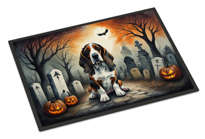 Caroline's Treasures DAC2010MAT Basset Hound Spooky Halloween Doormat 18x27 Front Door Mat Indoor Outdoor Rugs for Entryway, Non Slip Washable Low Pile, 18H X 27W
