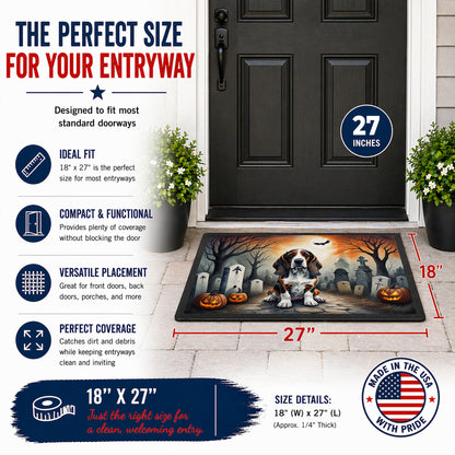 Caroline's Treasures DAC2010MAT Basset Hound Spooky Halloween Doormat 18x27 Front Door Mat Indoor Outdoor Rugs for Entryway, Non Slip Washable Low Pile, 18H X 27W