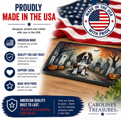 Caroline's Treasures DAC2010MAT Basset Hound Spooky Halloween Doormat 18x27 Front Door Mat Indoor Outdoor Rugs for Entryway, Non Slip Washable Low Pile, 18H X 27W
