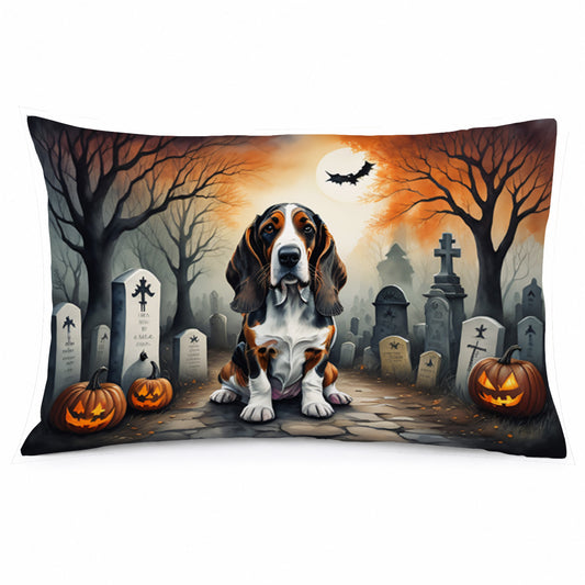 Caroline's Treasures DAC2010PILLOWCASE Basset Hound Spooky Halloween Fabric Standard Pillowcase Lightweight Super Soft Easy Care Decorative Artwork Pillowcase, Standard