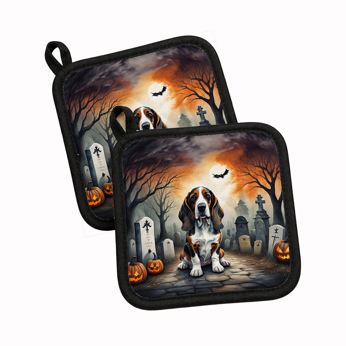 Caroline's Treasures Basset Hound Dogs Set of 2 Kitchen Pot Holders
