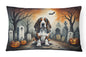 Caroline's Treasures DAC2010PW1216 Basset Hound Spooky Halloween Fabric Decorative Pillow Machine Washable, Indoor Outdoor Decorative Pillow for Couch, Bed or Patio, 12HX16W