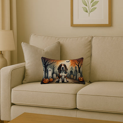 Caroline's Treasures DAC2010PW1216 Basset Hound Spooky Halloween Fabric Decorative Pillow Machine Washable, Indoor Outdoor Decorative Pillow for Couch, Bed or Patio, 12HX16W
