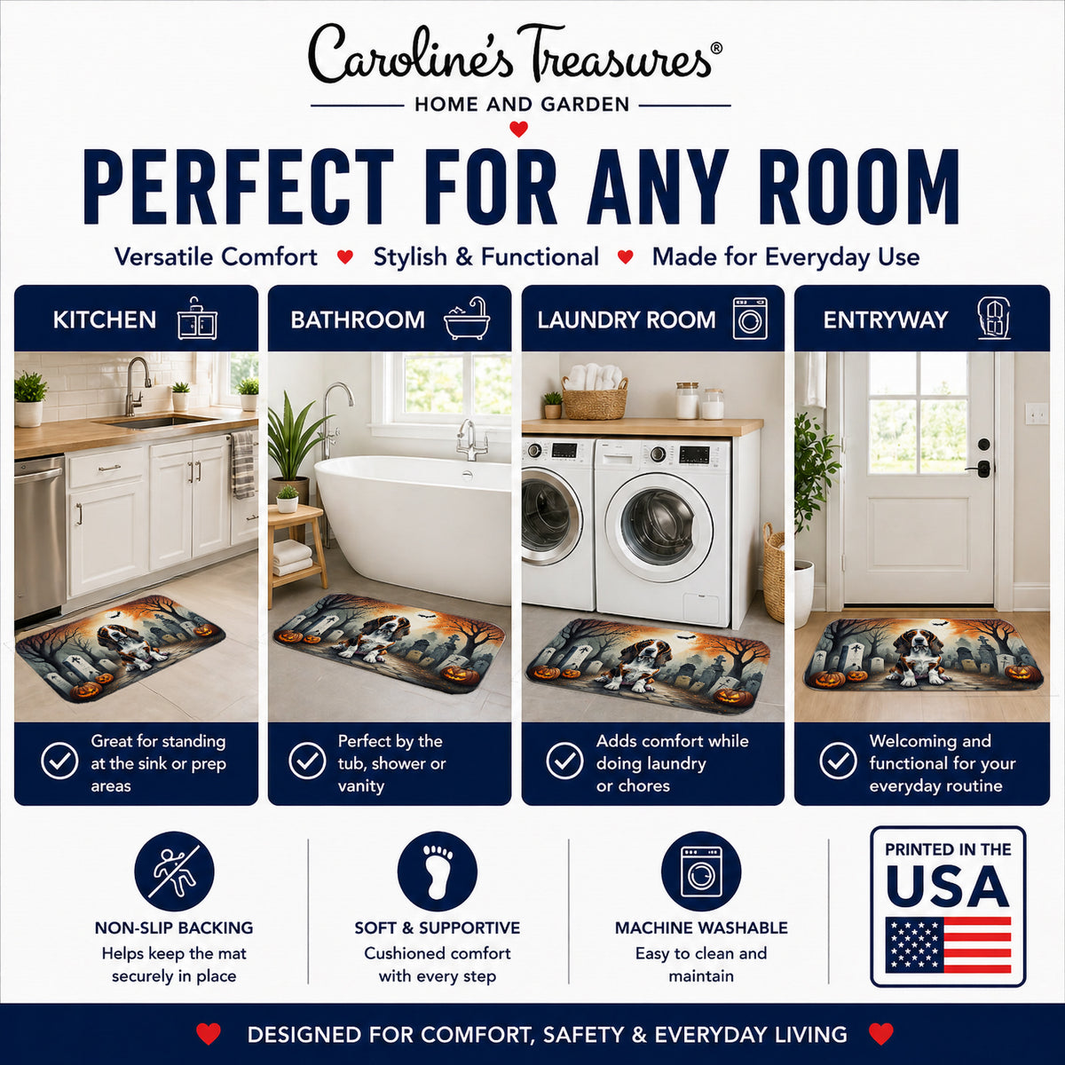 Caroline's Treasures Basset Hound Dogs Memory Foam Mat 19x27