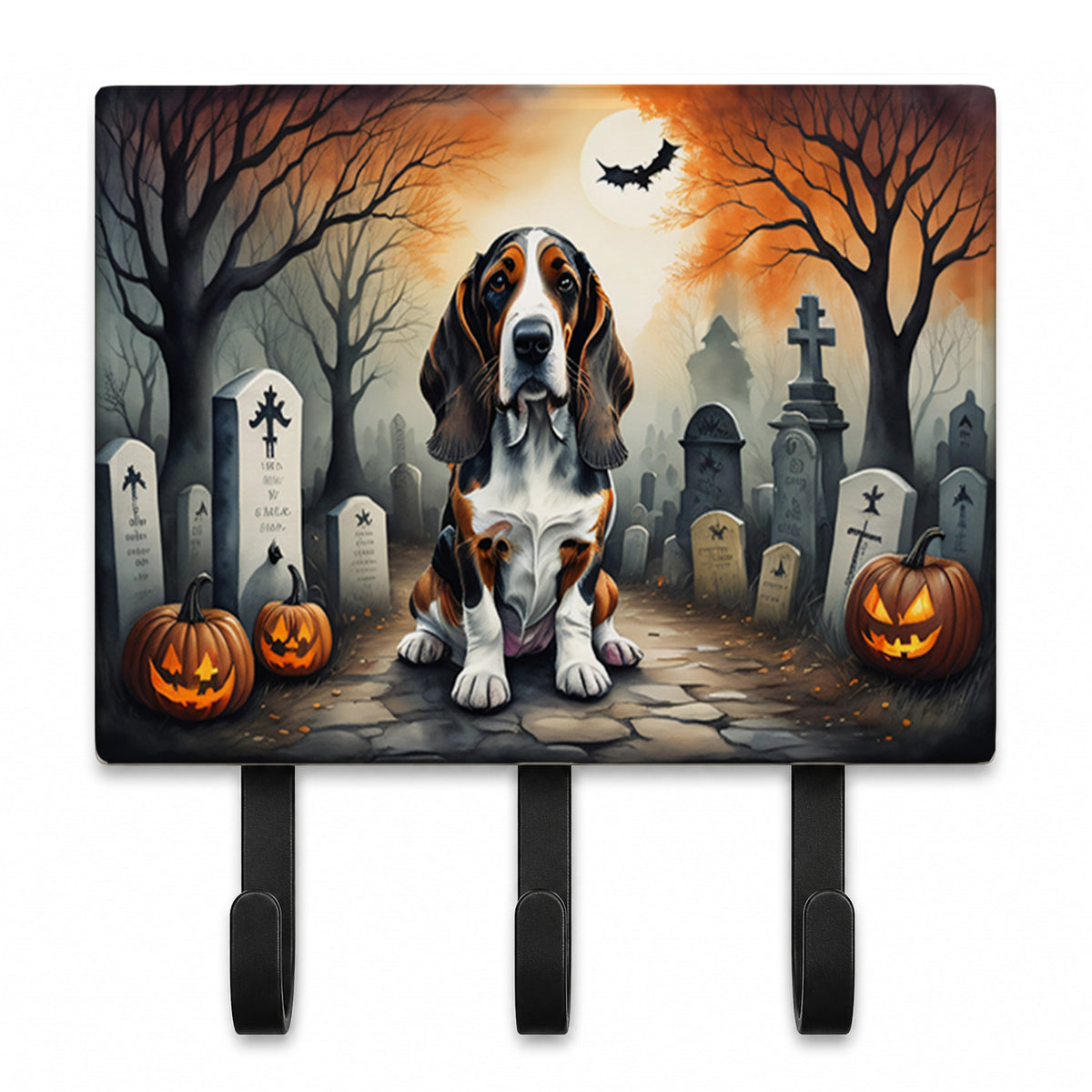 Caroline's Treasures Basset Hound Dogs Halloween Ceramic Triple Wall Hook