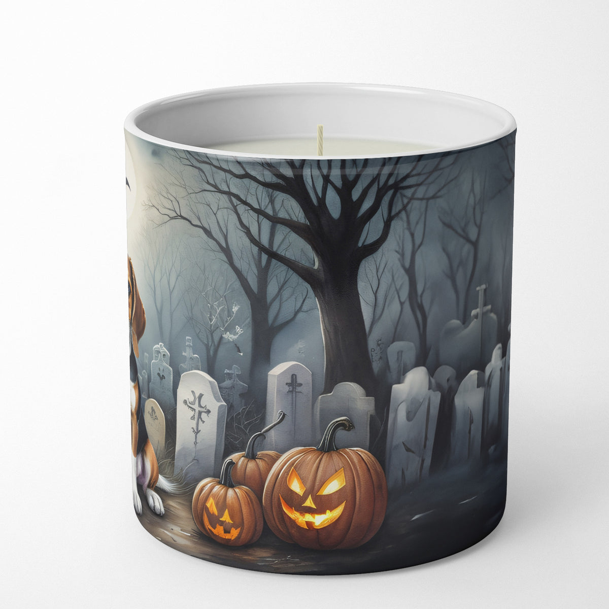 Caroline's Treasures DAC2011CDL Beagle Spooky Halloween Decorative Soy Candle Nature Soy Wax Essential Oil Home Decor Ideal for Bedroom Kitchen Bath Office Gift, 10 oz