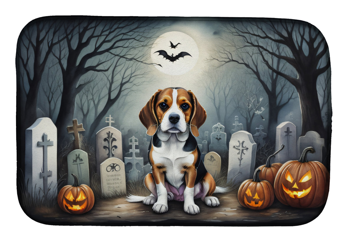 Caroline's Treasures DAC2011DDM Beagle Spooky Halloween Dish Drying Mat Absorbent Dish Drying Mat Pad for Kitchen Counter Dish Drainer Mat for Countertop, 14 x 21, Multicolor